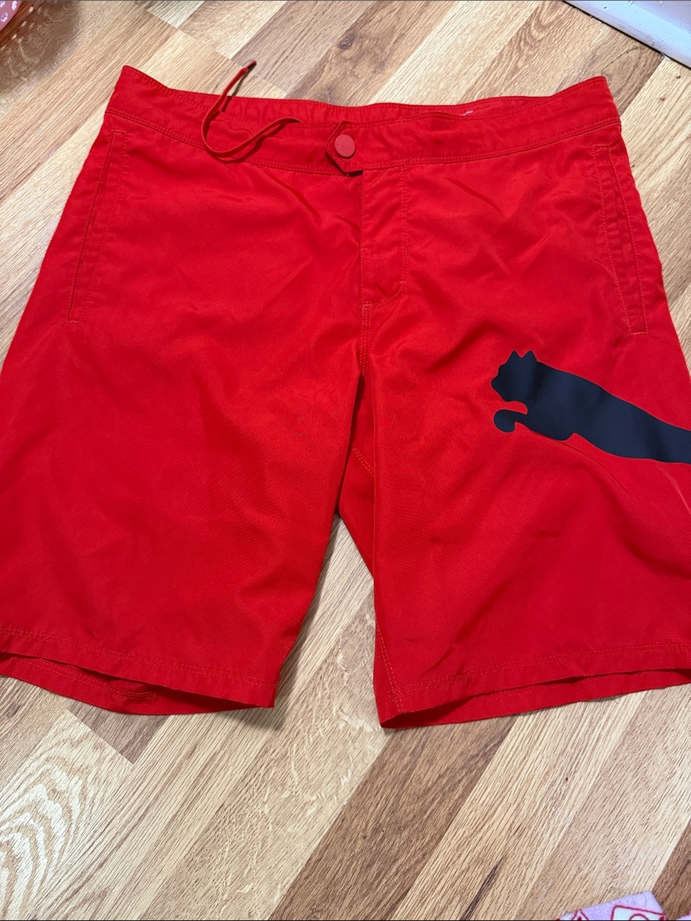 Puma Red Swim Shorts with Black Puma Cat size 32